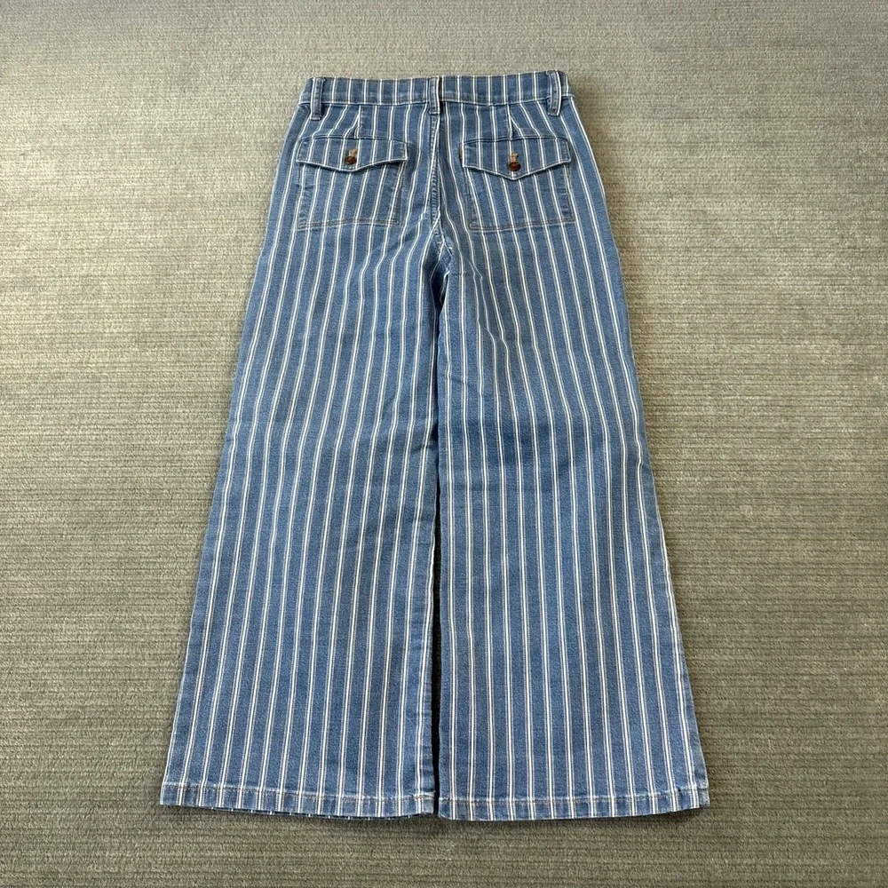 Crewcuts Girls' Sailor Drapey Denim Trouser in stripe Size 7 Wide Leg